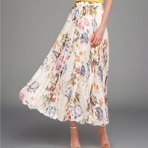 Boho Ethereal Maxi Skirt Chiffon Ivory Birds Flower Print S Fairycore Romantic